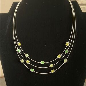 3/$25 🍀Lia Sophia NWOT Silver Multi-Strand Necklace with Green Accents